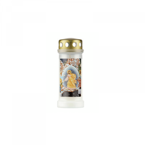 Lumanari si candele - Candela Bolsius nr. 6 cu Capac Invierea Domnului Bizantin - Alb