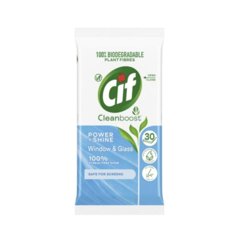 Servetele umede antibacteriene - Servetele umede Cif pentru geamuri si oglinzi 30 buc Cleanboost Power+Shine