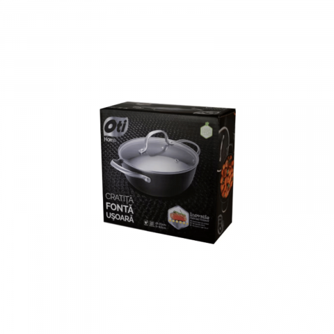 Casa, Gradina & Bricolaj - Cratita fonta fagure, 24cm, cu capac din sticla, 3.5 l