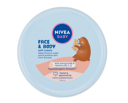 Creme si lotiuni de corp copii - Crema Nivea baby Soft pentru fata si corp cu lapte de migdale si vitamine, 200ml