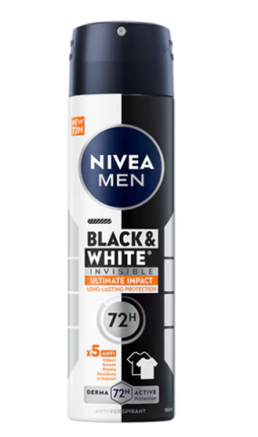 Deodorante si Antiperspirante - Deodorant spray Nivea Men Black&White Invisible Ultimate Impact, 150 ml