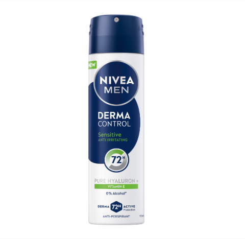 Ingrijire Personala & Cosmetice - Deodorant spray Nivea Men Derma Control Sensitive, protectie antiperspiranta 72 de ore, 150 ml