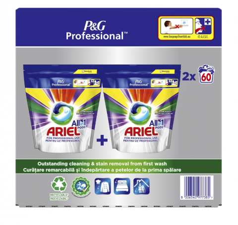 Detergenti de Rufe - Detergent capsule Ariel Professional 3in1 PODS Color, 2x 60, 120 spalari