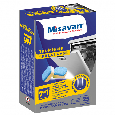 Detergenti Bucatarie si Vase - Detergent pentru masina de spalat vase Misavan 7in1, 25 tablete