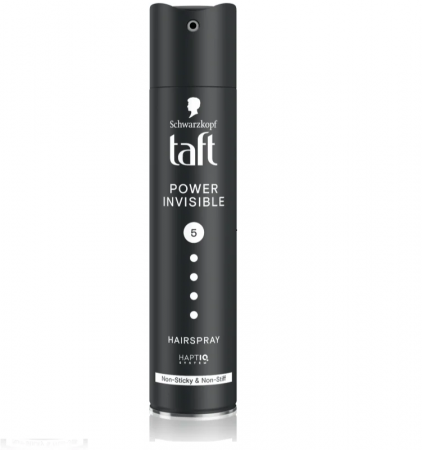 Fixativ si spuma de par - Fixativ spray Taft Power Invisible, nivel fixare 5, formula vegana, 250 ml
