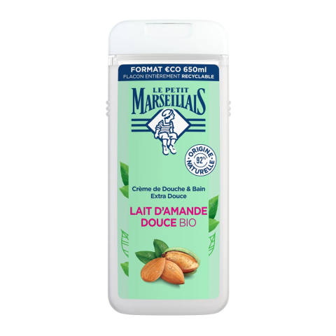 Produse de Baie - Gel de dus Le Petit Marseillais, Lait Amande Douce Bio, 650 ml