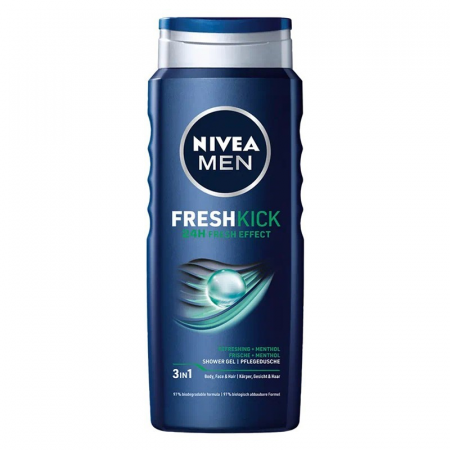 Produse de Baie - Gel de Dus Nivea Men Fresh Kick, cu Mentol, 500 ml