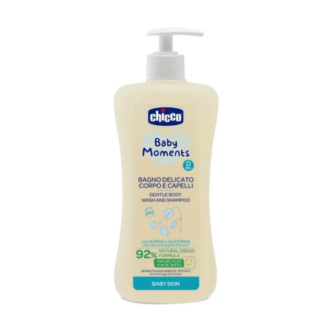 Ingrijire Personala & Cosmetice - Gel de dus si sampon 2 in 1 fara lacrimi Chicco Baby Moments, 500ml, 0 luni+