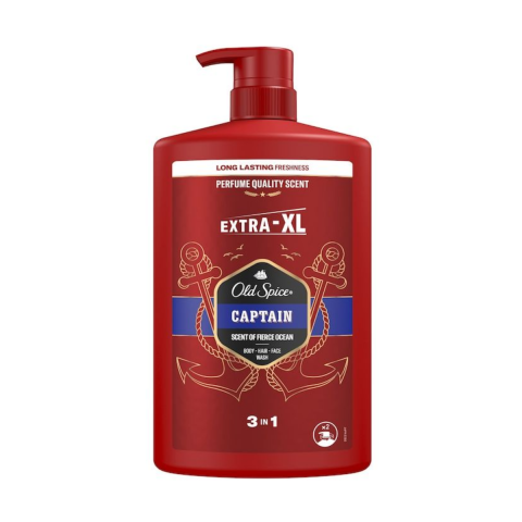 Gel de Dus - Gel de dus si sampon 3 in 1 Old Spice Captain pentru corp, par si fata, 1000 ml