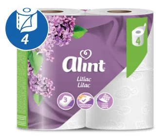 Casa, Gradina & Bricolaj - Hartie igienica Alint cu parfum de Liliac, 3 straturi, 4 role