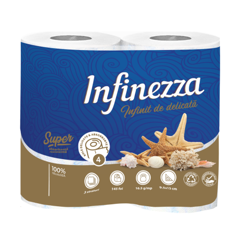 Casa, Gradina & Bricolaj - Hartie igienica Infinezza, Marino, 3 straturi, 4 role