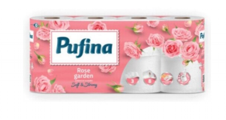 Curatenie & Intretinere - Hartie igienica Pufina Lux Gradina de trandafiri 8 role,3 straturi