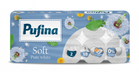 Curatenie & Intretinere - Hartie igienica Pufina Soft Alb pur, 10 role, 2 straturi