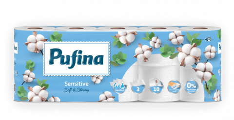 Curatenie & Intretinere - Hartie igienica Pufina Soft Sensitive, 10 role, 3 straturi