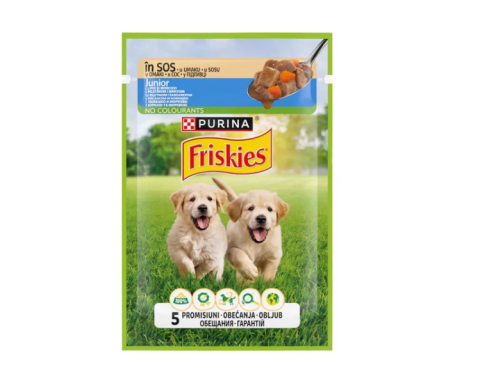Hrana - Hrana umeda caini, Purina Friskies Junior, pui cu morcov, 85 g