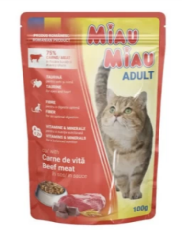 Hrana - Hrana Umeda MIAU MIAU Pisica Adult, Vita in sos