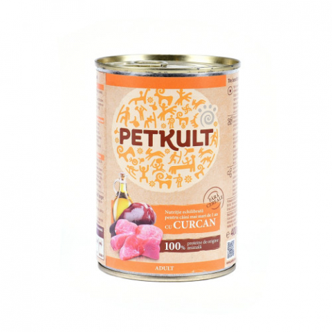 Hrana pentru caini - Hrana umeda pentru caini Petkult Adult cu curcan 400 g