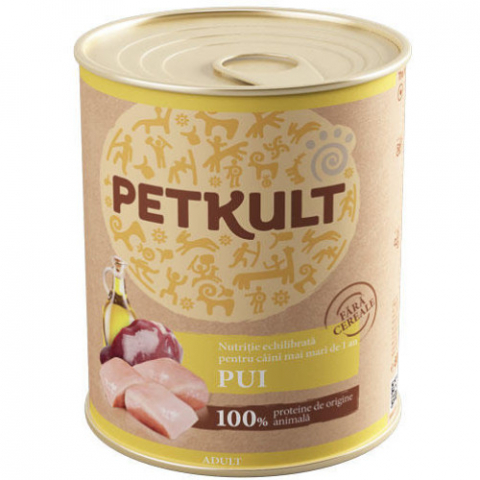 Hrana pentru caini - Hrana umeda pentru caini Petkult Adult cu pui 800 gr