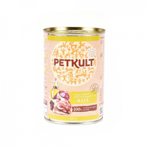 Hrana pentru caini - Hrana umeda pentru caini Petkult Adult cu rata 400 g