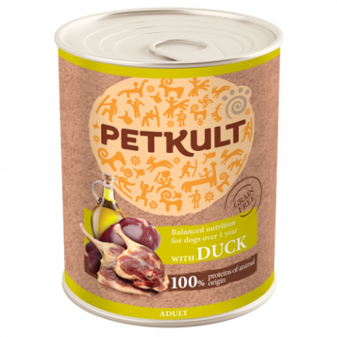 Hrana pentru caini - Hrana umeda pentru caini Petkult Adult cu rata 800 g