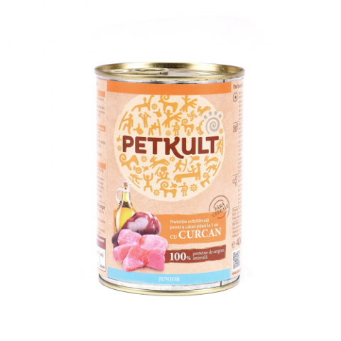 Hrana - Hrana umeda pentru caini Petkult Junior cu curcan 400 g