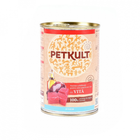 Hrana - Hrana umeda pentru caini Petkult Junior cu vita 400 g