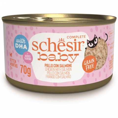 Hrana - Hrana umeda pentru pisici Schesir Baby Conserva, Supa cu Pui si Somon 70 gr.