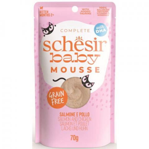 Hrana - Hrana umeda pentru pisici Schesir Baby Plic, Mousse cu Somon 70 gr
