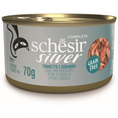 Hrana - Hrana umeda pentru pisici Schesir Silver Conserva, cu Ton si Macrou 70 gr
