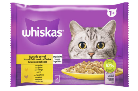 Hrana - Hrana umeda pentru pisici Whiskas Adult cu pasare in aspic 4x 85 g
