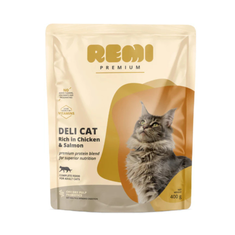 Pet Shop - Hrana uscata pentru pisici, Remi Premium Deli Pui si Somon, 400 g