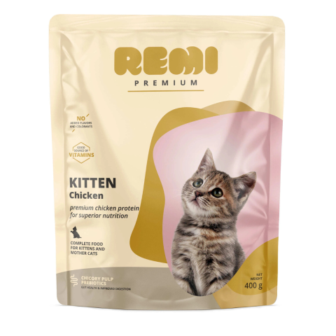 Pet Shop - Hrana uscata pentru pisici, Remi Premium Kitten, Pui, 400 g