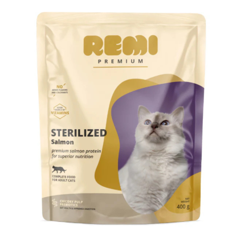 Pet Shop - Hrana uscata pentru pisici, Remi Premium Sterilized Somon, 400 g
