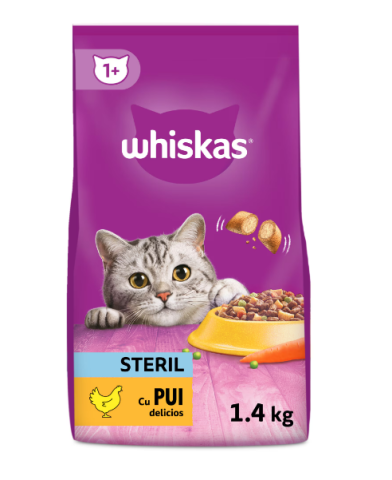 Pet Shop - Hrana uscata pentru pisici Whiskas, Sterile, 1.4 Kg