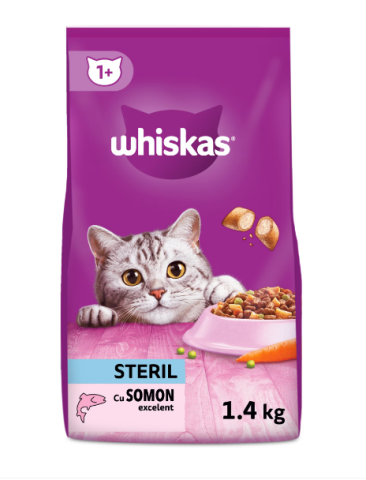 Hrana - Hrana uscata pentru pisici Whiskas, Sterile, Somon, 1.4 Kg