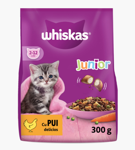 Hrana - Hrana uscata Whiskas, pentru pisici junior, 300 g, cu pui