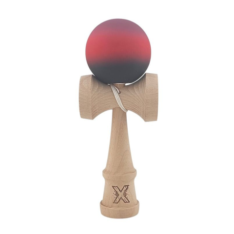Jocuri - Kendama X Originala, Profesionala, Flippy, din Lemn, Rubber Grip, 18 cm, Mov/Rosu/Negru