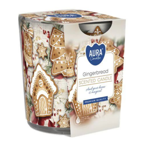 Decoratiuni - Lumanare pahar parfumata Aura Candles Turta dulce 100 g, 22 h