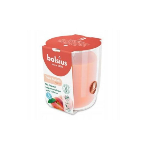 Decoratiuni - Lumanare parfumata Bolsius, Piersica, 25 ore ardere, 80x73mm