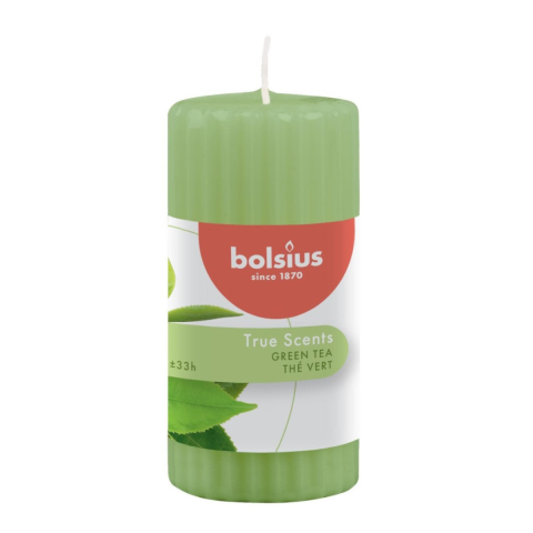 Decoratiuni - Lumanare parfumata Bolsius, tip stalp, Ceai verde, 12 x 6 cm