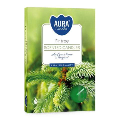 Decoratiuni - Lumanari parfumate, Bispol Aura Candles, Brad, 6 bucati