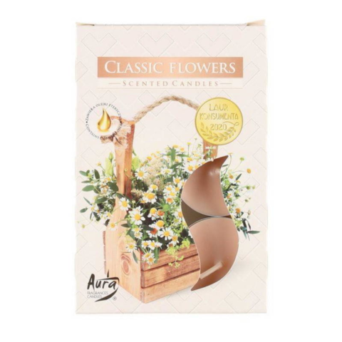 Decoratiuni - Lumanari parfumate, Bispol Aura Candles, Classic Flowers, 6 bucati