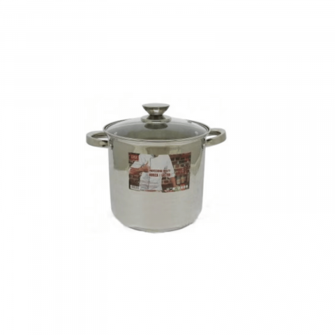 Curatenie & Intretinere - Oala din inox cu capac de sticla, 20X18CM, capacitate 5.6L