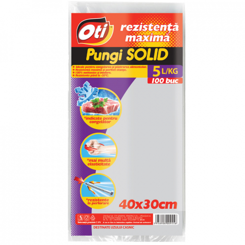 Curatenie & Intretinere - Pungi pentru uz casnic SOLID 5L, 40x30 cm, 100 buc./set