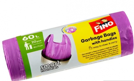 Casa, Gradina & Bricolaj - Saci menajeri colorati cu manere Fino, hd 60l, 20 buc