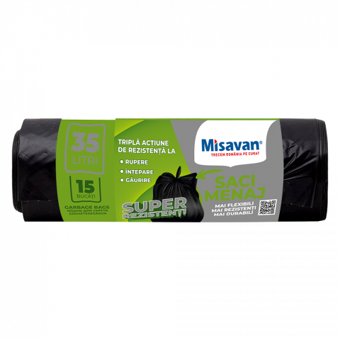 35 L - Saci menajeri Misavan 35l, 15 buc, negru