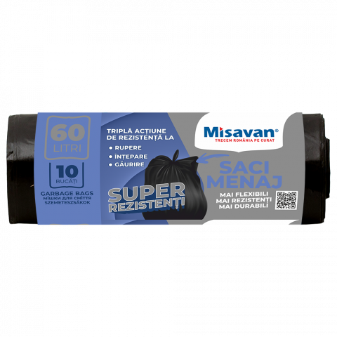 Uz Casnic - Saci menajeri Misavan 60l, 10 buc, negru