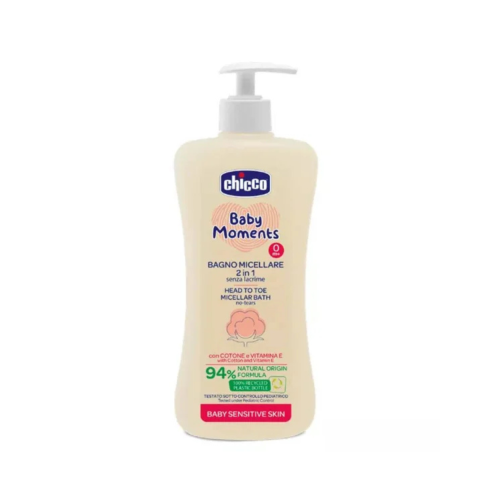 Ingrijire Par - Sampon si gel de dus micelar dermatologic Chicco Baby Moments Sensitive, 0 luni+, 500ml
