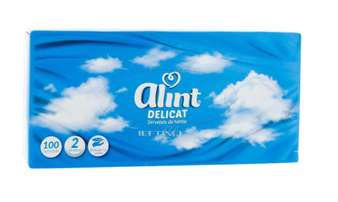 Servetele faciale - Servetele de hartie Alint Delicat, 2 Straturi, 100 servetele