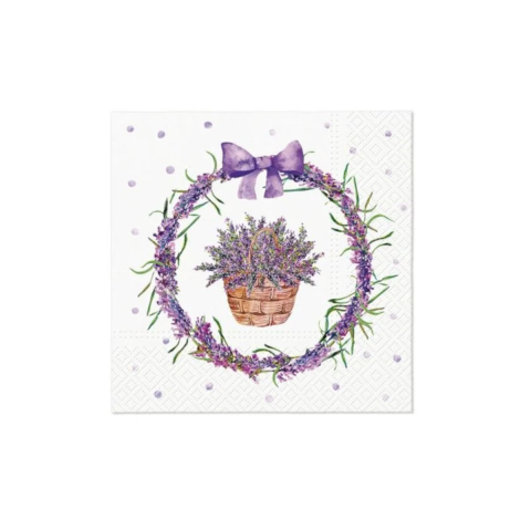 Prosoape Hartie - Servetele din hartie decoupage Lavender Basket, 33x33cm 20 bucati/set
